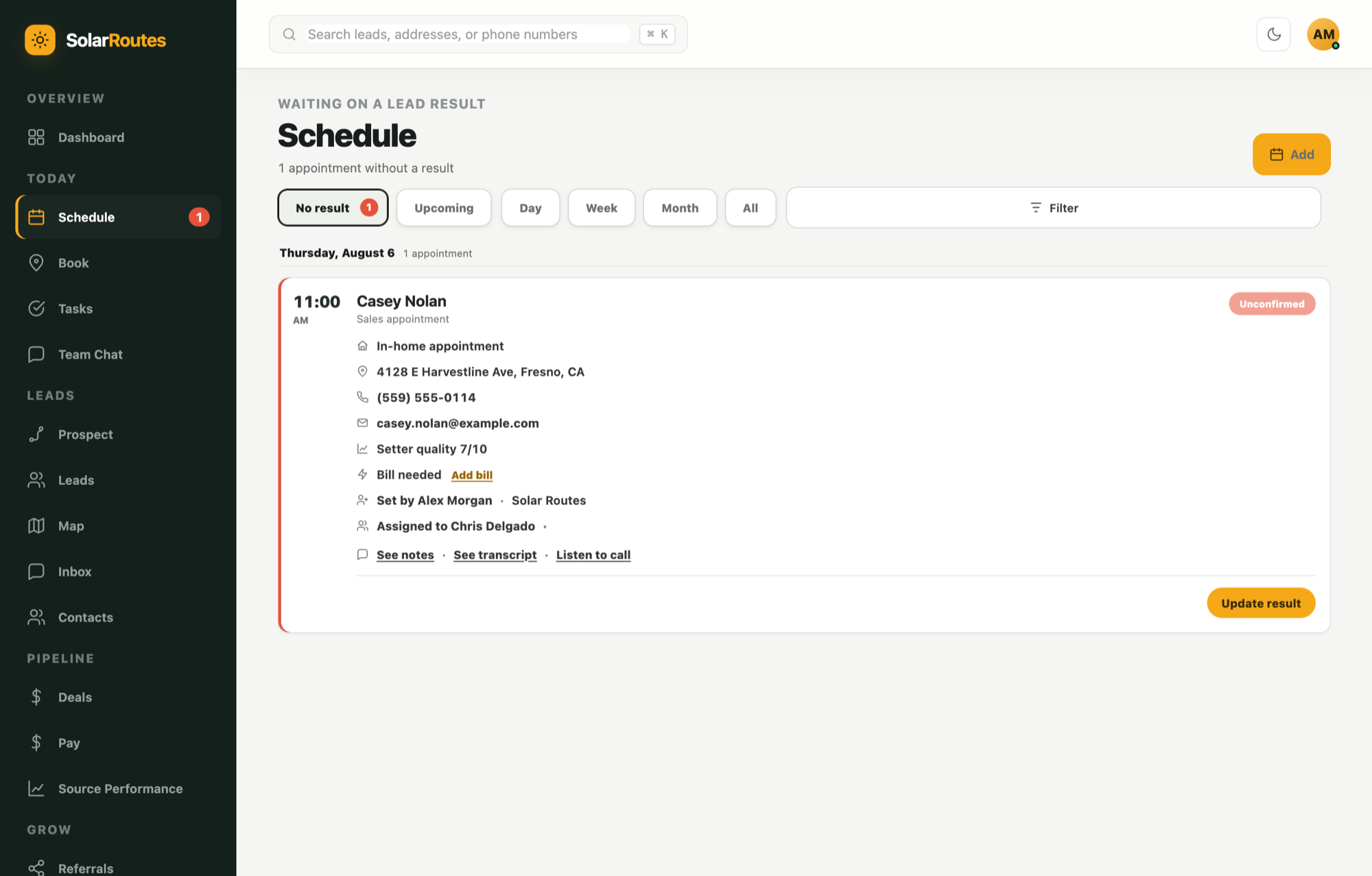 SolarRoutes app screenshot